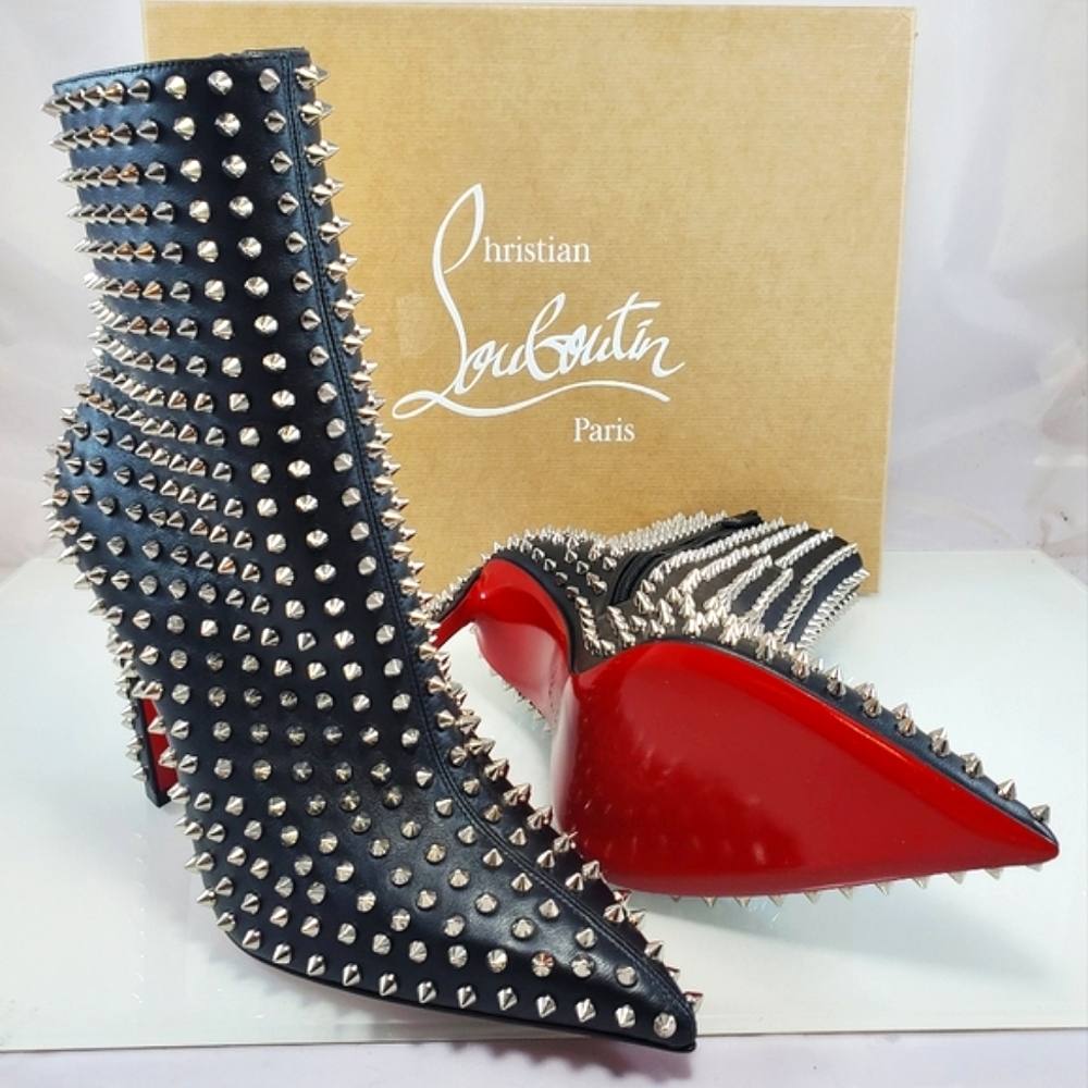 Christian Louboutin Black New! Spike-Embellished Hard to find boots!